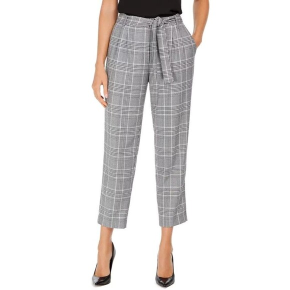 Calvin Klein Pants - Calvin Klein White Blue Plaid Pleated Belted Pants (look at Last Picture) Sz 14P
